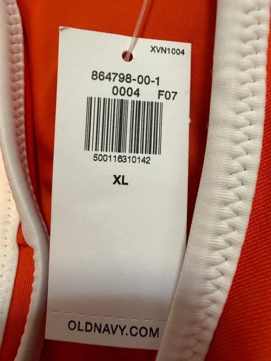 Old Navy Swim Top Scoop Neck Zip Front Padded Stretch Orange Lake Pool Womens XL - Picture 2 of 7